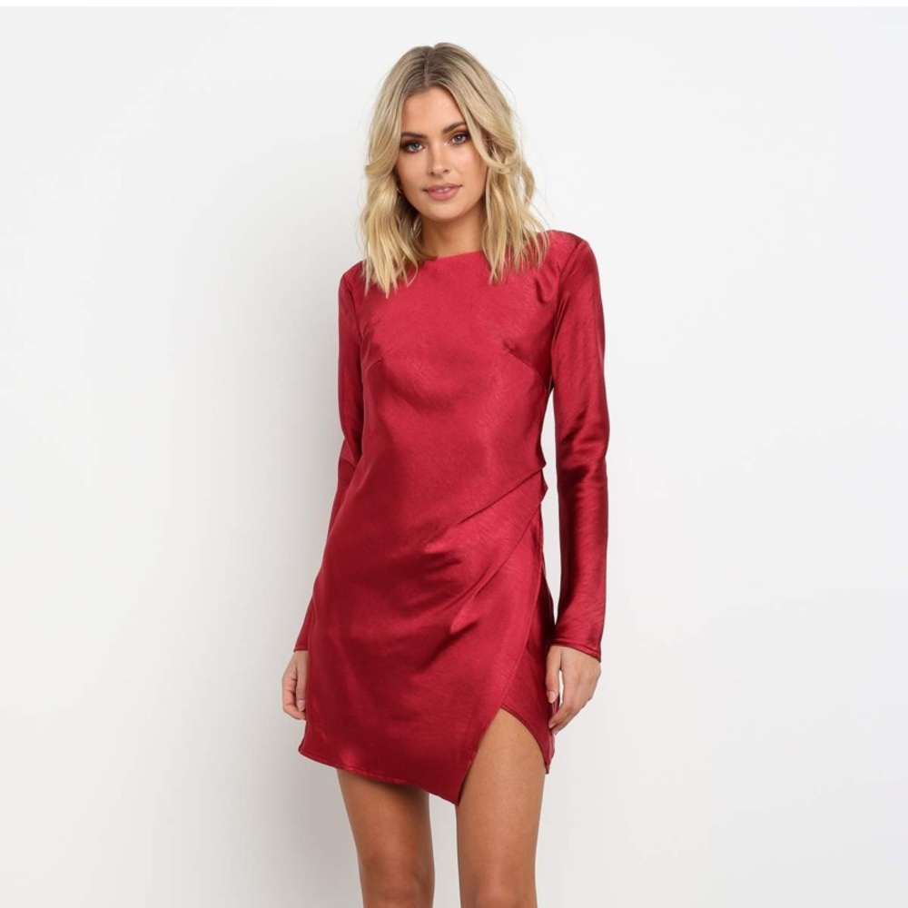 Backless, long sleeve red mini dress! NWT